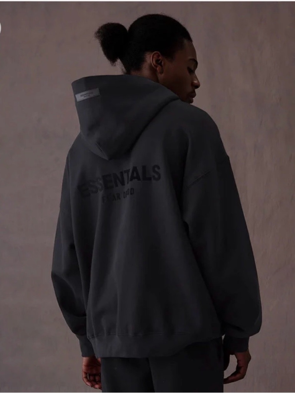 Essentials Oversized Charcoal Black Hoodie with Back Logo